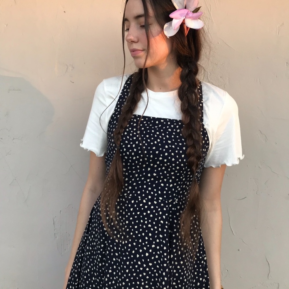 Urban Outfitters Navy Spot Midi Dress
